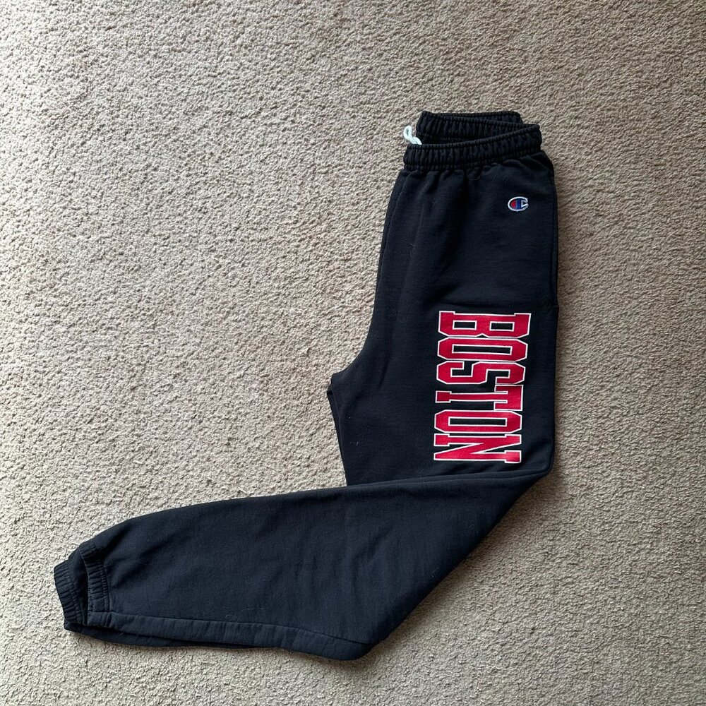 Boston University Sweatpants Mens Medium 26x32 Champion Tapered Leg Black